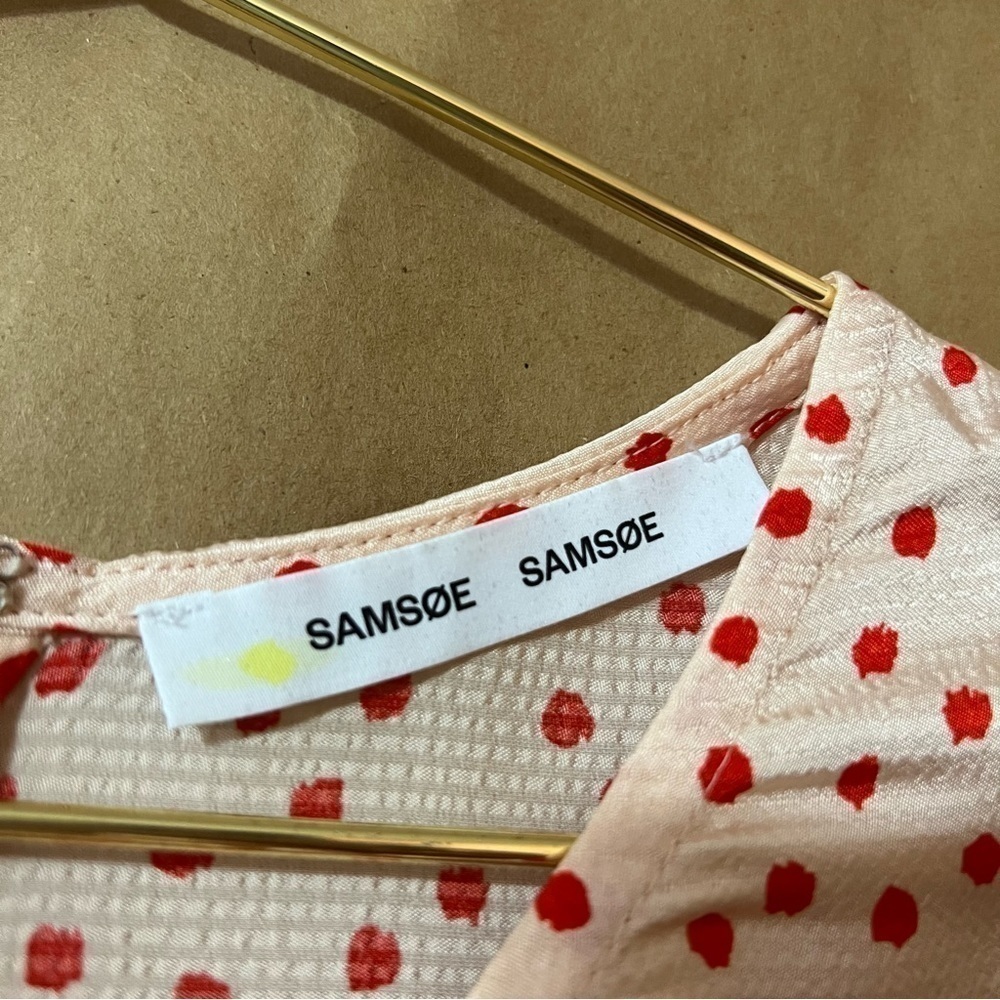 Samsoe Samsoe | Celestina Blouse Aop Pearl Drops Puff Sleeve Popover Top Size XS - Picture 3 of 11